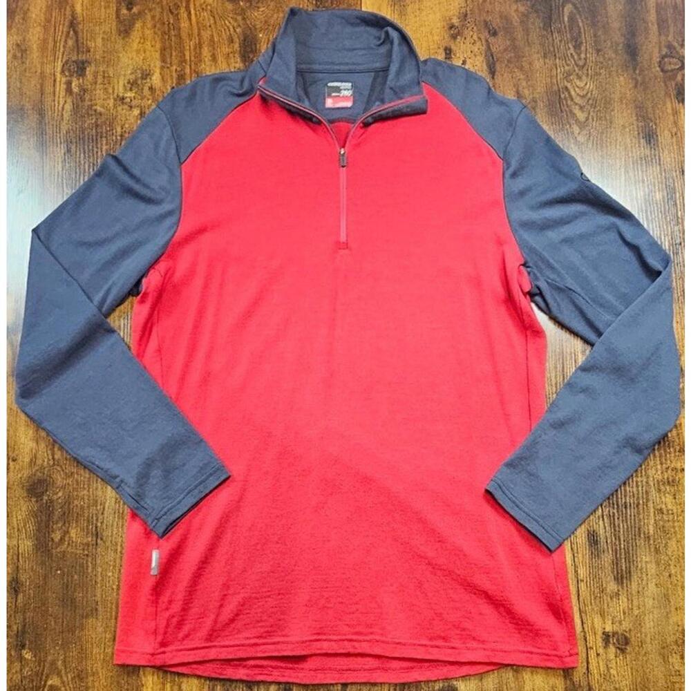 Icebreaker‎ Body Fit 260 Men’s XLarge Red And Gray 1/4 Zip 100% Merino Wool